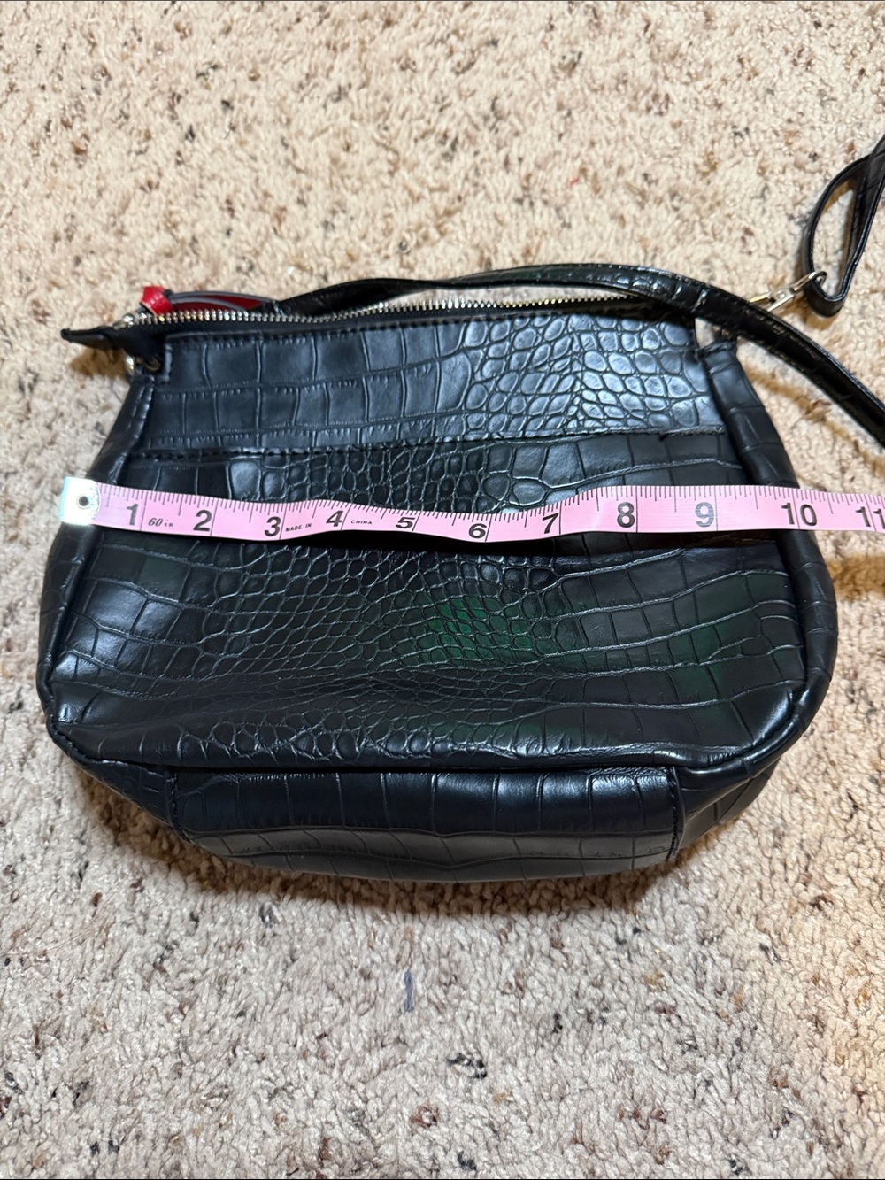 Tahari Black Croc-Embossed Shoulder Bag - Picture 6 of 9